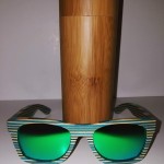 Blue Bamboo Sunglasses with Green Lenses - Image 3